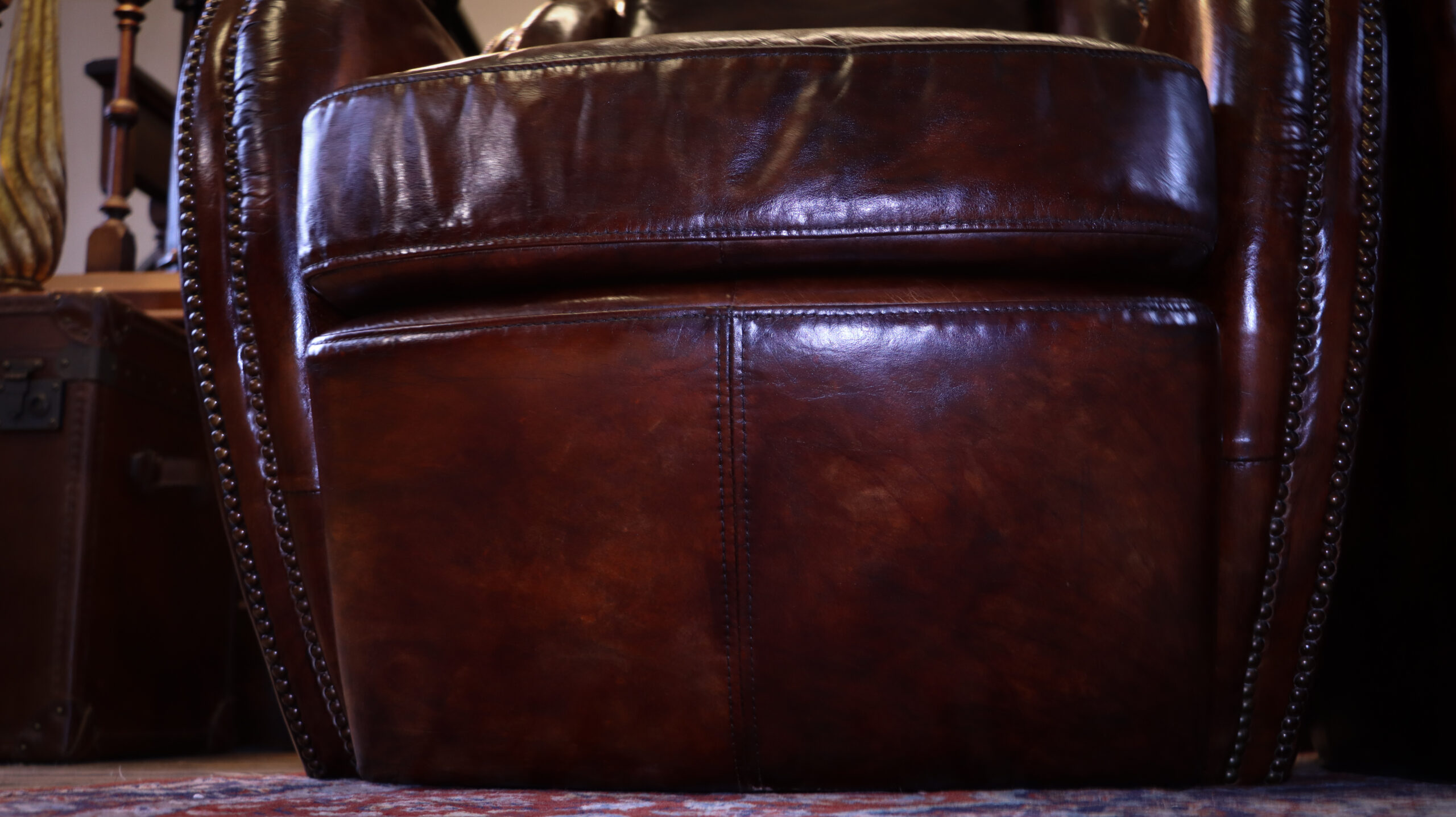 Pair Timothy Oulton Saddle Armchairs Cigar Club Dark Tan Leather - Image 9