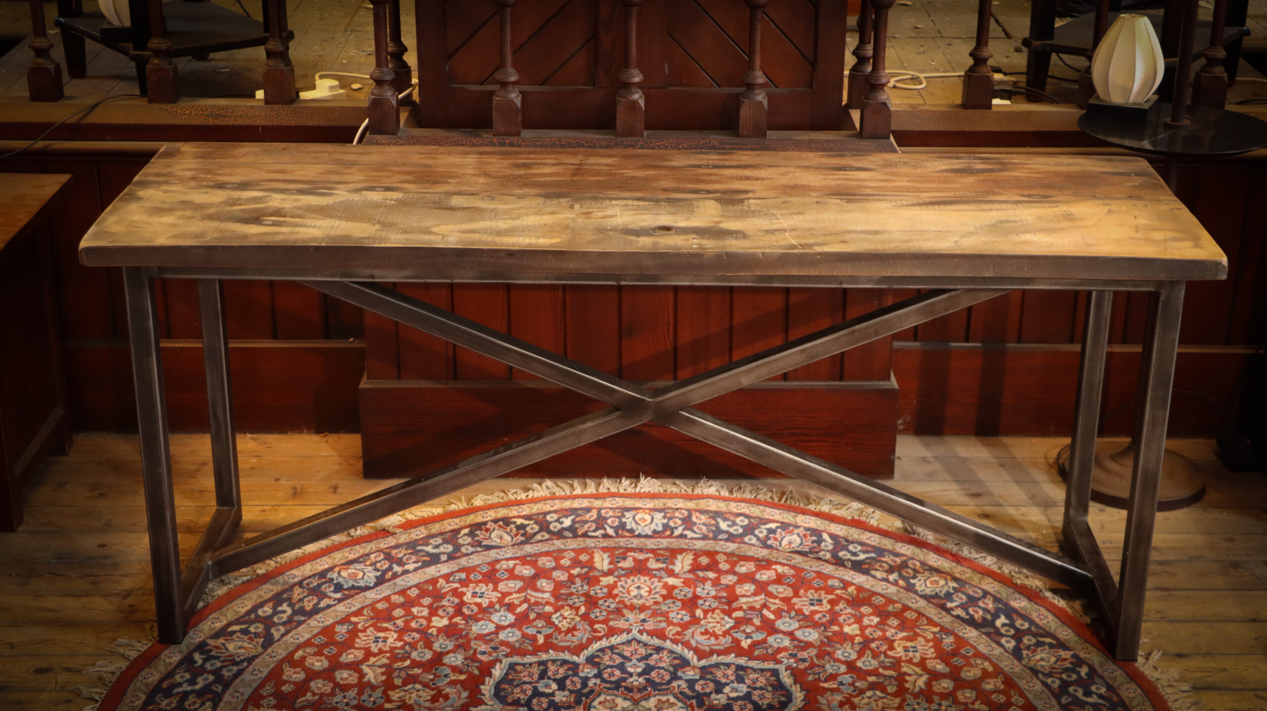 Timothy Oulton Slim Line Axel Dining Table Industrial Rustic Solid - Image 4