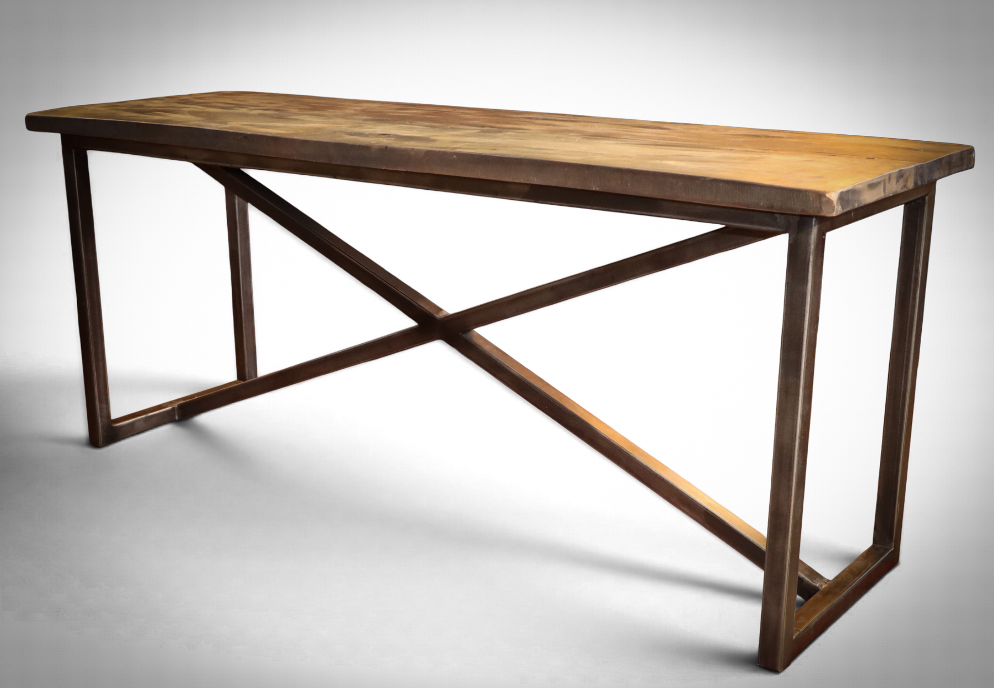 Timothy Oulton Slim Line Axel Dining Table Industrial Rustic Solid - Image 2