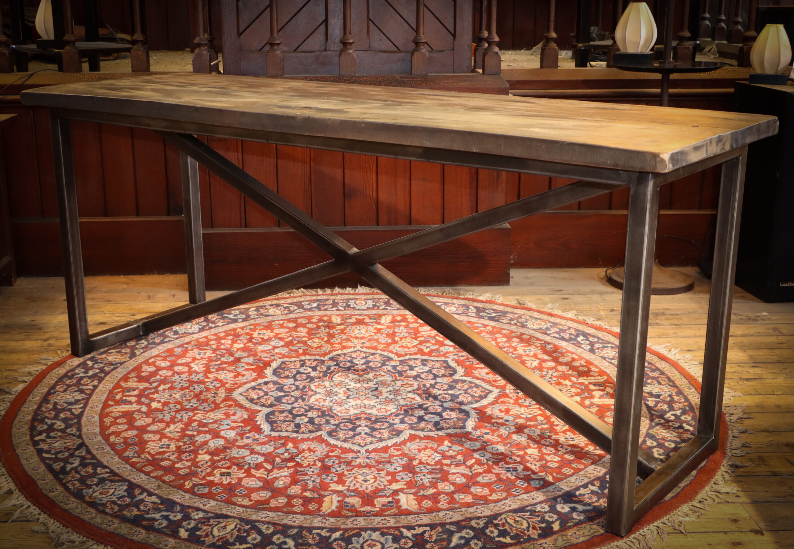 Timothy Oulton Slim Line Axel Dining Table Industrial Rustic Solid - Image 5