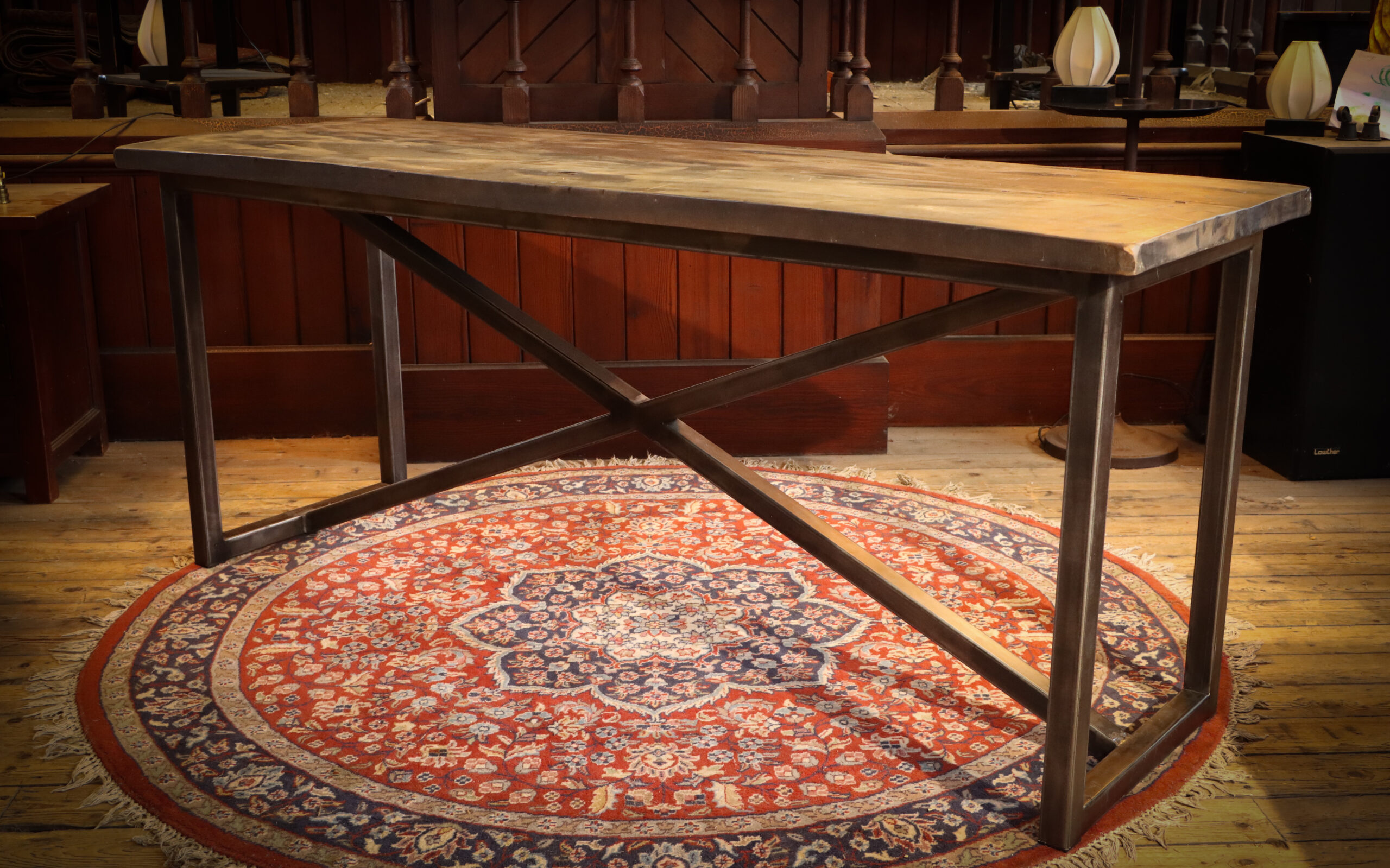 Timothy Oulton Slim Line Axel Dining Table Industrial Rustic Solid - Image 6