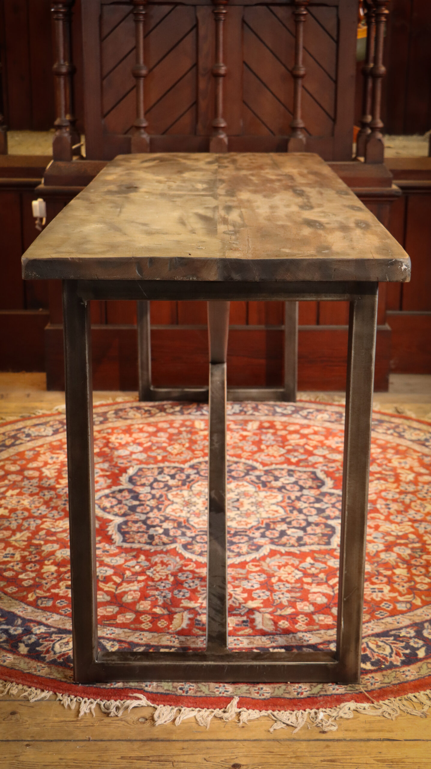 Timothy Oulton Slim Line Axel Dining Table Industrial Rustic Solid - Image 7