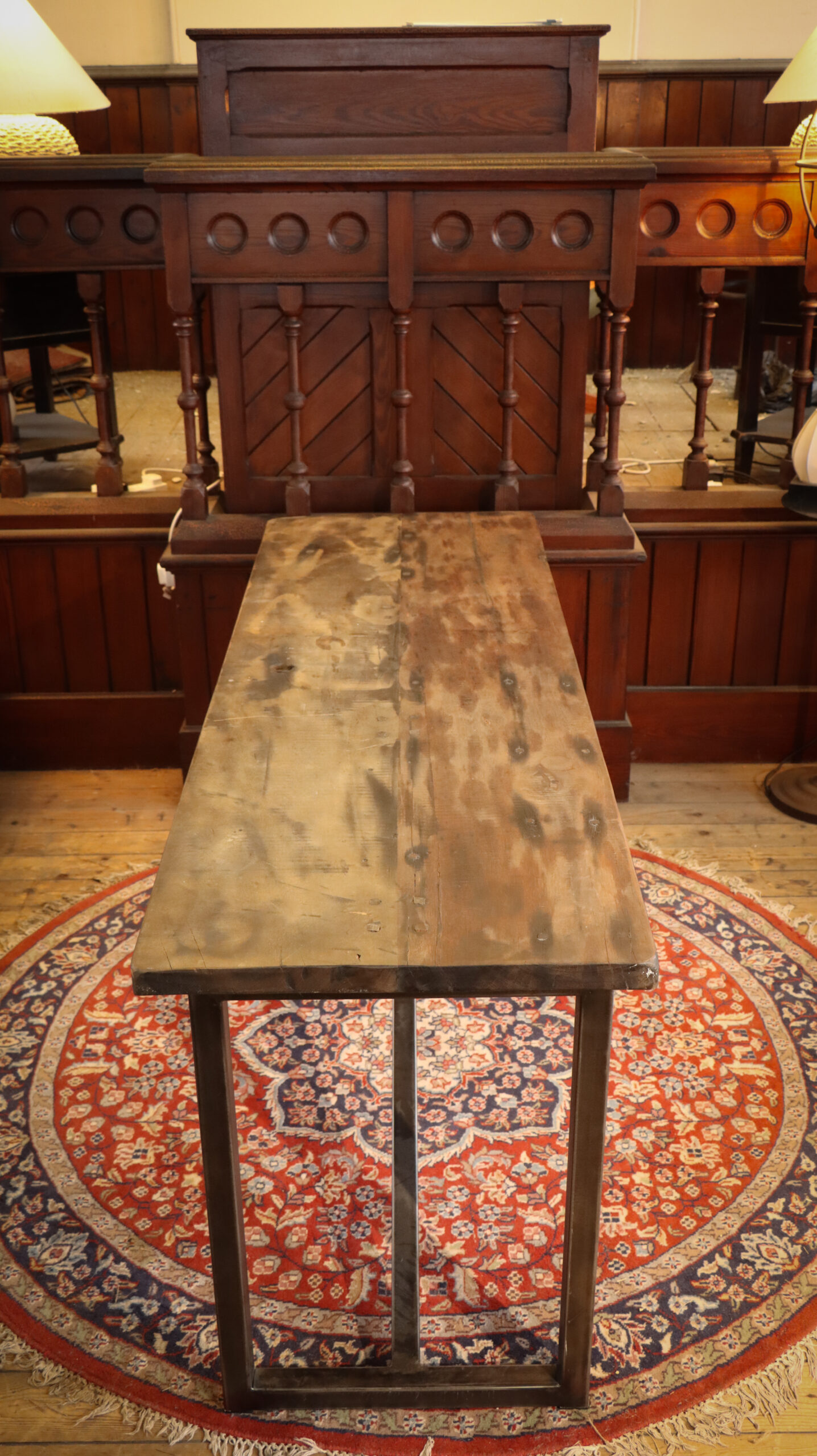 Timothy Oulton Slim Line Axel Dining Table Industrial Rustic Solid - Image 8
