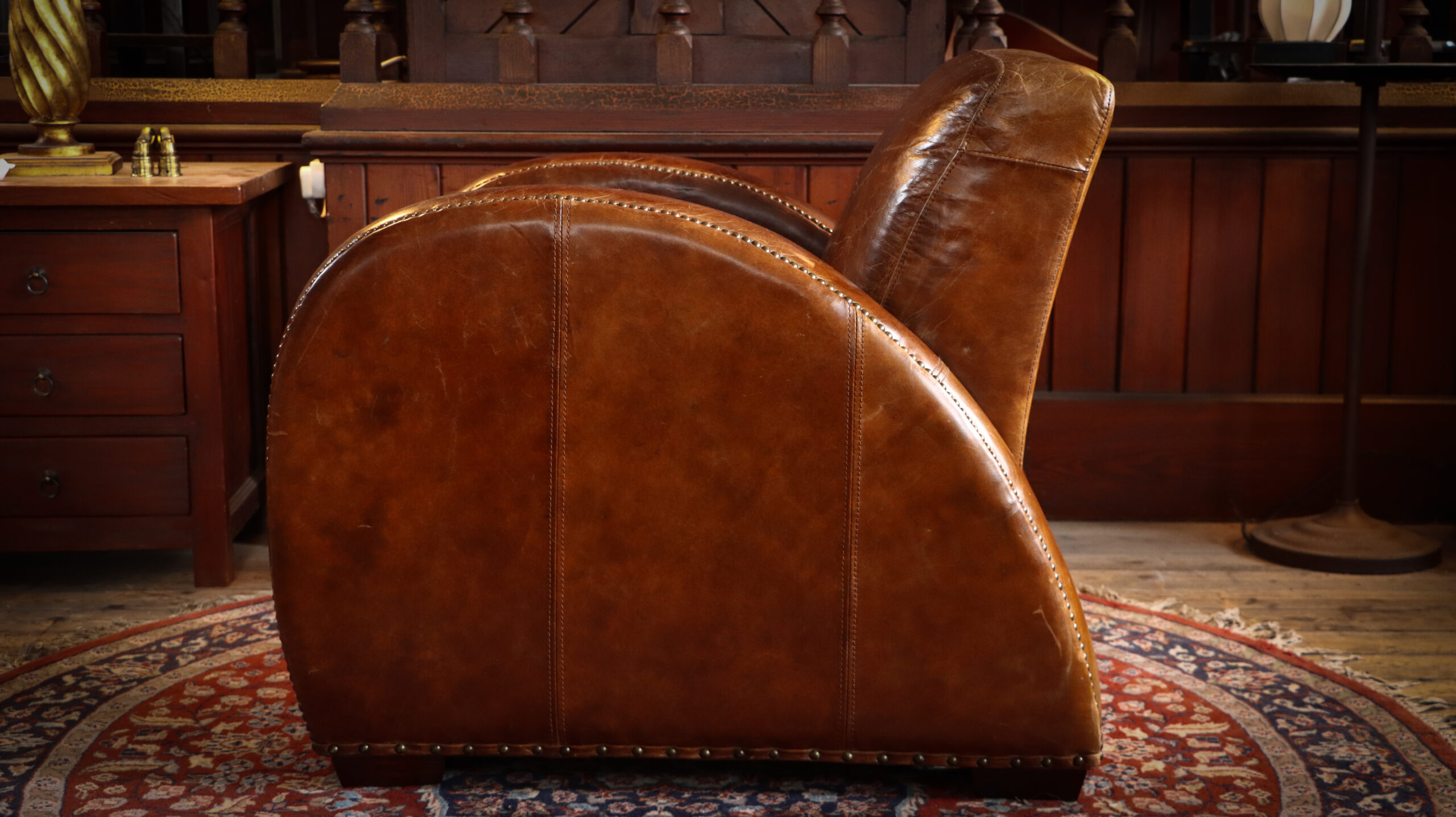 Timothy Oulton Rockefeller Leather Armchair Cigar Club Antique Whisky - Image 5
