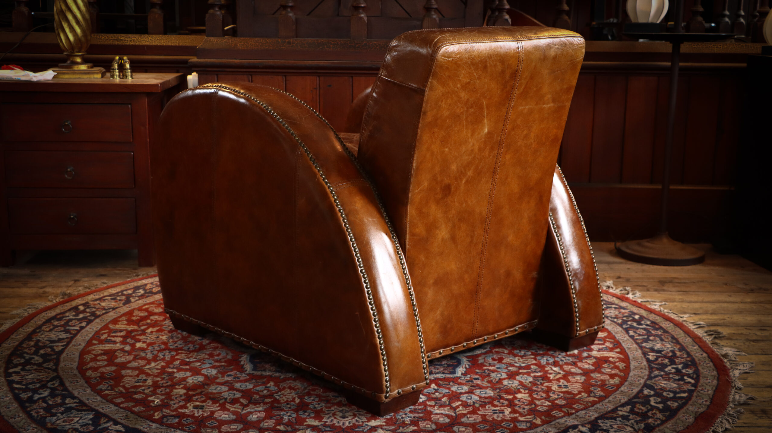 Timothy Oulton Rockefeller Leather Armchair Cigar Club Antique Whisky - Image 6